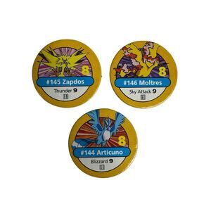 1999 Pokemon Master Trainer Board Game 3 Yellow Chips PARTS ONLY